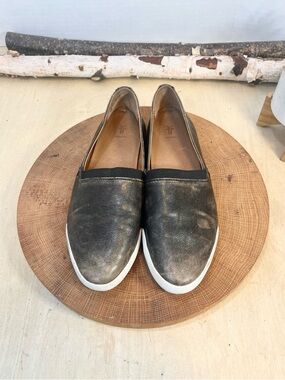 FRYE Melanie Slip On Metallic Leather Sneakers - Gold/Bronze - Women's 7
